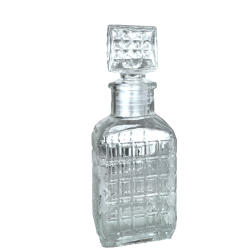 BOTTIGLIETTA QUADRATA CON TAPPO IN VETRO 100ML IN VETRO DECORATO
