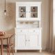 CRISTALLIERA IN LEGNO MASSELLO CM 112X49 H. 206 LACCATO BIANCO PANNA