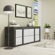 CREDENZA MOD. CAPRI CM 210X46 H. 86 ACCIAIO OSSIDO E BIANCO LUCIDO