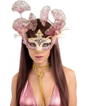 MASCHERA IN VELLUTINO ROSA CON DECORAZIONI