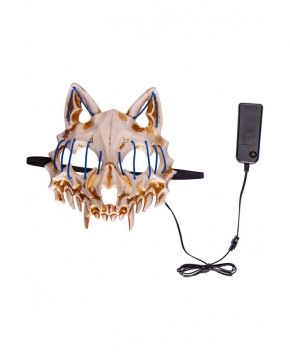 MASCHERA LUPO IN PLASTICA CON DECORAZIONI LUMINOSE LED