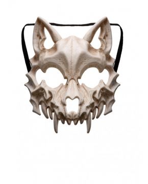 MASCHERA SCHELETRO LUPO IN PLASTICA RIGIDA BIANCA