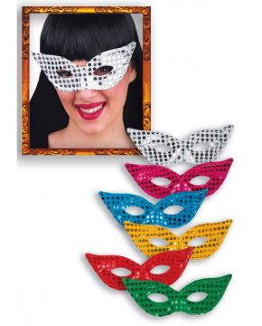 MASCHERA IN TESSUTO CON PAILLETTES COLORI ASSORTITI
