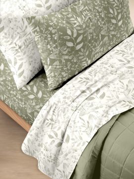 COMPLETO LETTO 2P LEAVES IN COTONE ASSORTITO