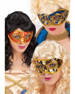 MASCHERA PER ADULTO CON DECORAZIONI ORO ASSORTITO