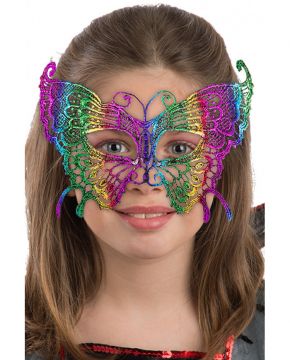 MASCHERA FARFALLA MULTICOLORE IN TESSUTO MACRAME'