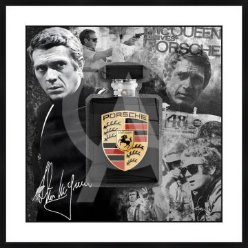 QUADRO BOTTIGLIA PORSCHE STEVE MC QUEEN 3D 80X80CM