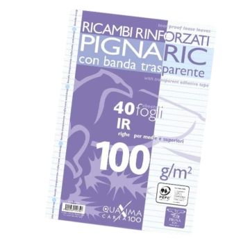 PIGNA - CONFEZIONE 40 FOGLI RICAMBI RINFORZATI A4 RIGHE 