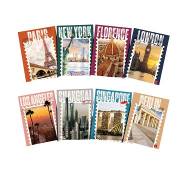 PIGNA - QUADERNO MAXI POSTACARDS 50FF/SH RIGHE 1rigo ASSORTITO