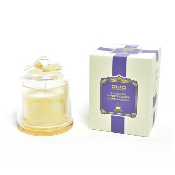 CANDELA LAVENDER E WHITE GINGER 230GR IN CAMPANA DI VETRO DIAM.10.5CM H.14CM 