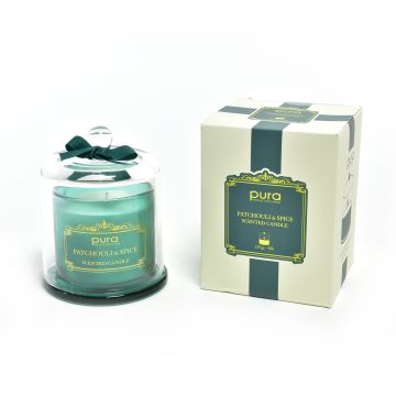 CANDELA PATCHOULI AND SPICE 230GR IN CAMPANA DI VETRO DIAM.10.5 H.14CM 