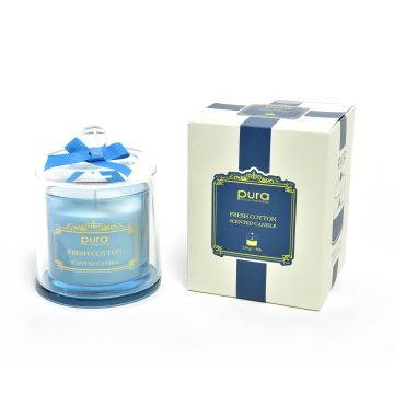 CANDELA PROFUMATA 230GR FRESH COTTON IN CAMPANA DI VETRO 10.5X14C