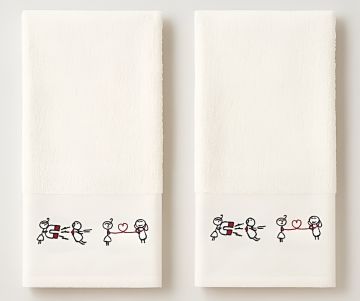 COPPIA SPUGNA MY LOVE IN COTONE BIANCO CON RICAMO A RILIEVO COPPIA SPUGNA MY LOVE IN COTONE BIANCO CON RICAMO A RILIEVO