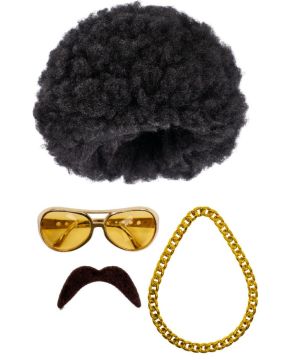 SET DISCO DANCE PARRUCCA, OCCHIALI.BAFFI,COLLANA