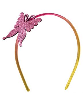 CERCHIETTO CON FARFALLINA GLITTERATA ROSA