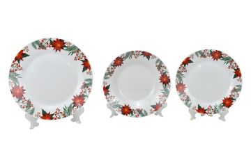 SERVIZIO PIATTI 18PZ TONDO CON DECORO STELLA DI NATALE