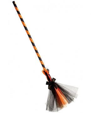 SCOPA DA STREGA ARANCIO E NERA 80CM