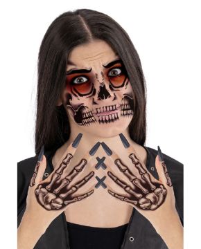CARTELLA TATUAGGI VISO E MANI SCHELETRO
