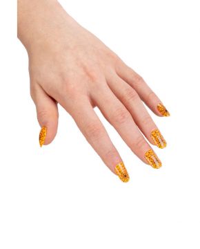 SET 12 UNGHE FINTE ARANCIONI CON DECORO RAGNATELE