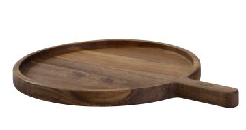 TAGLIERE TONDO IN LEGNO ACACIA 2.0 SMALL CON MANICO 38X28X2.4CM