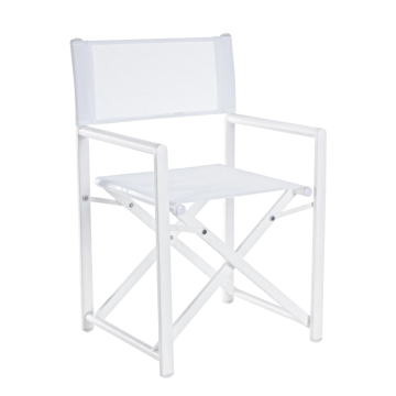 SEDIA REGISTA PIEGHEVOLE MOD. TAYLOR ALLUMINIO E TEXTILENE BIANCO
