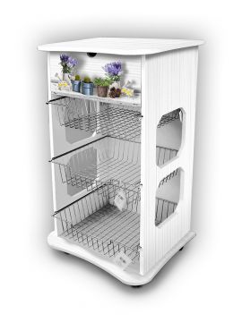 CARRELLO P/FRUTTA 40X45 H 85CM WHITE BLUE POTS