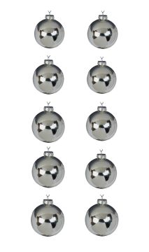 SET 10 SFERE DI VETRO DIAM. 6CM COLORE ARGENTO LUCIDO