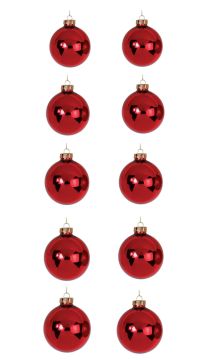 CONFEZIONE 10 SFERE DI VETRO DIAM. 6CM COLORE ROSSO LUCIDO