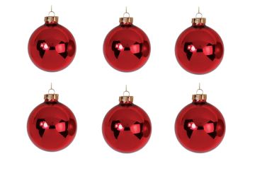 CONFEZIONE 6 SFERE DI VETRO DIAM. 10CM COLORE ROSSO LUCIDO