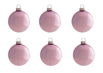 CONFEZIONE 6 SFERE DI VETRO DIAM. 8CM COLORE ROSA LUCIDO