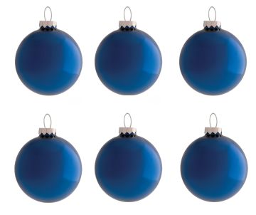 CONFEZIONE 6 SFERE DI VETRO DIAM. 10CM COLORE BLU NAVY LUCIDO