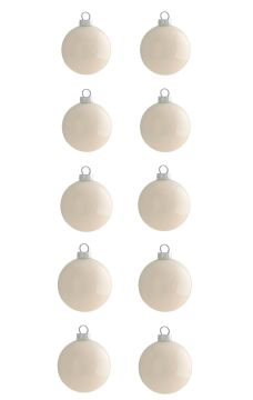 CONFEZIONE 10 SFERE DI VETRO DIAM. 6CM COLORE BIANCO PERLA LUCIDO
