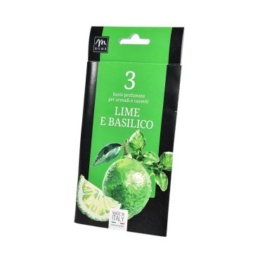 SET 3 BUSTE PROFUMATE LIME E BASILICO 10X19.5CM