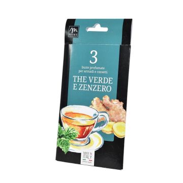 SET 3 BUSTE PROFUMATE THE VERDE E ZENZERO 10X19.5CM