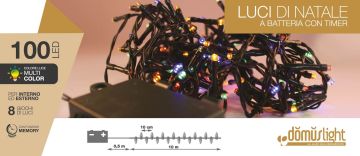 LUCI DI NATALE 100 LED MULTICOLOR A BATTERIA 10+0.5MT