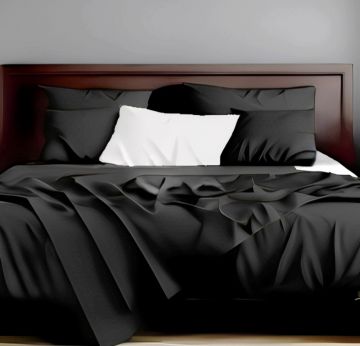 COMPLETO LENZUOLO 2P COTONE DI RASO 60 MAXI BRIGHT NERO 
