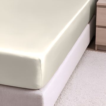 LINEA BRIGHT - LENZUOLO 2P SOTTO CM 180X200 IN RASO DI COTONE PANNA 
