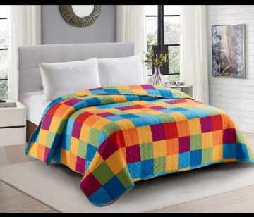 TRAPUNTINO IN MICROFIBRA 180X260CM DISEGNO GLASGOW MULTICOLOR 50% POLIESTERE 50% COTONE