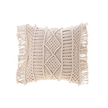 CUSCINO SFODERABILE COMPRESO FRANGIA IN COTONE MACRAME MACRALINA 40X40CM