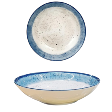 PIATTO FONDO IN PORCELLANA DIAM. 20CM MARMOREO BLU