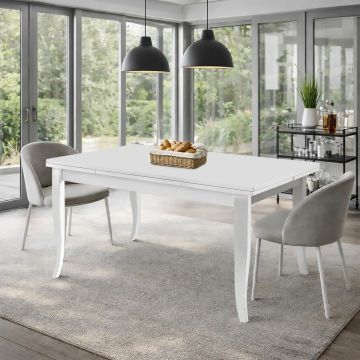 TAVOLO* ART.1005 CM140X80 C/2 ALLUNGHE BIANCO OP. LUCIDO E IMBALLATO