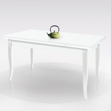 TAVOLO* ART.1005 CM140X80 C/2 ALLUNGHE BIANCO OP. LUCIDO E IMBALLATO