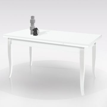 TAVOLO* ART.1006 CM 160X85 C/2 ALLUNGHE BIANCO OP. LUCIDO E IMABALLATO