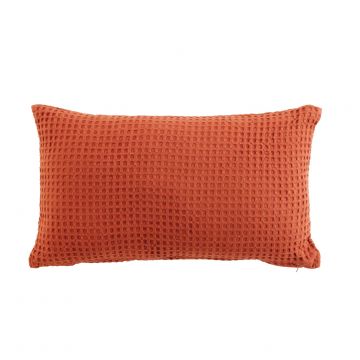 CUSCINO SFODERABILE 30X50CM IN COTONE UNITO GAUFRETTE TERRACOTTA ARANCIO