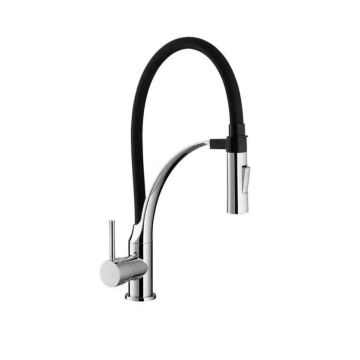 LINEA SEATTLE - MISCELATORE MONOCOMANDO LAVELLO NERO E CROMO