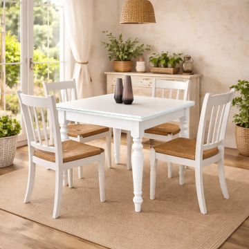 TAVOLO ART.1008 BIANCO OP. 100X100 A LIBRO-GAMBA TORNITA-LUCIDO E IMBAL