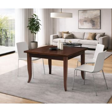 TAVOLO A LIBRO CM 100X100 IN LEGNO TINTA NOCE