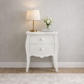 COMODINO* 2 CASS. BIANCO OPACO BOMBATO - LUCIDO E IMBALLATO