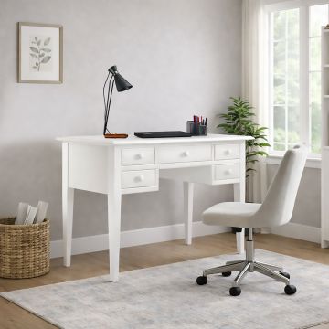 SCRITTOIO BIANCO OPACO 5 CASSETTI