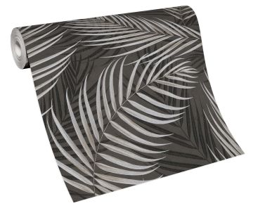 CARTA DA PARATI FASHION WALLS 3 FELCE NERO ARGENTO MT 10.05X0.53